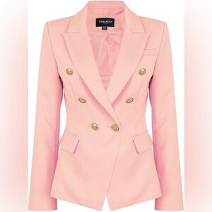 Gold Button Double Breasted Military Style Blazer Jacket